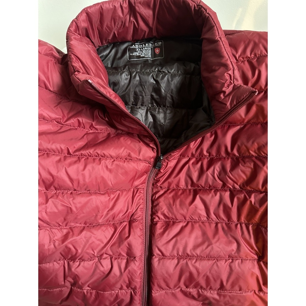 Saddlebred Down Puffer Vest Mens 2XL Burgundy Lightweight Packable Pre-Owned